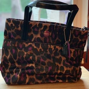 Coach Nylon Purple Leopard Tote